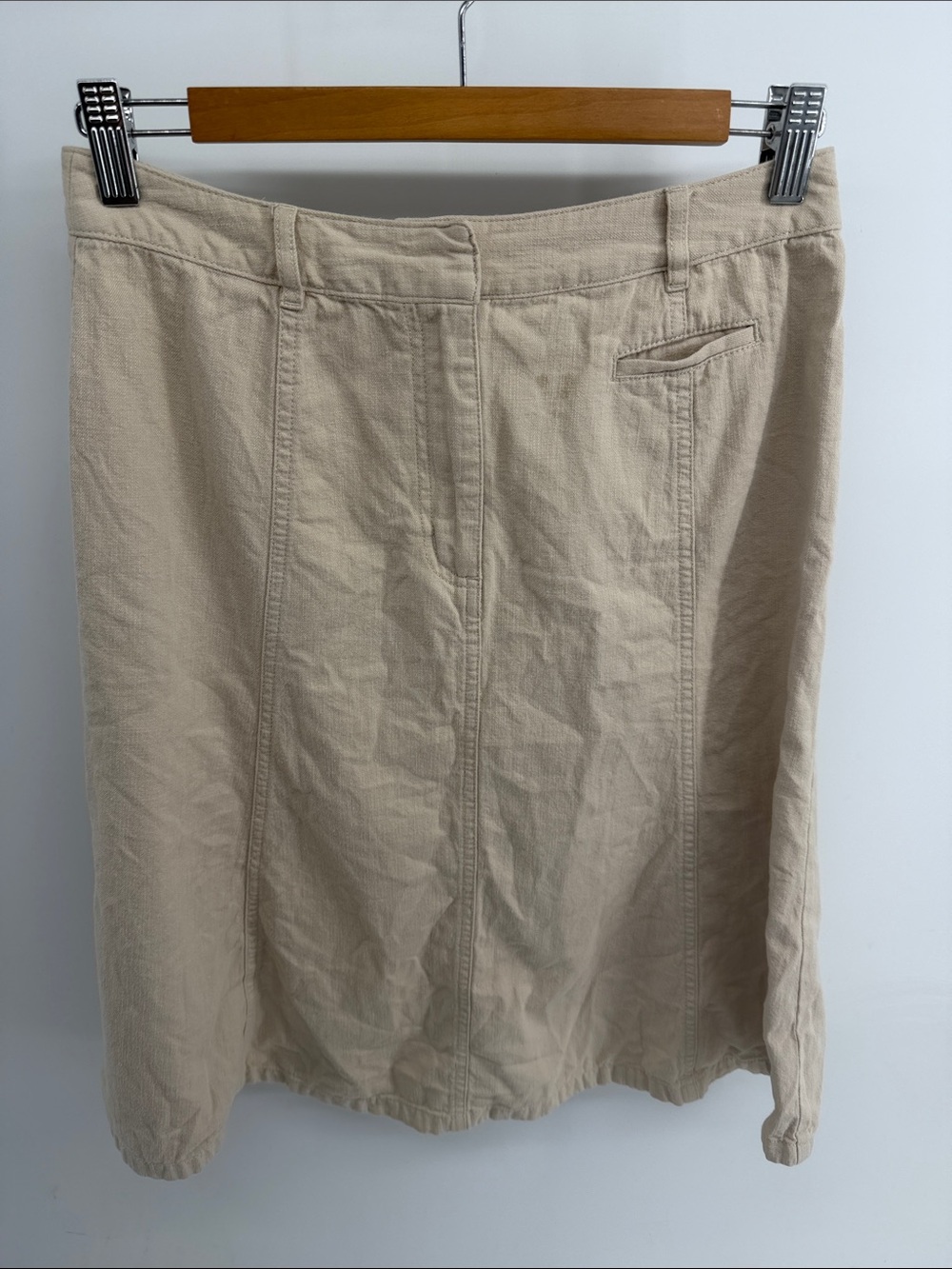 L. L. Bean 100% cotton minimalist modest flared A-line utility skirt sz 6